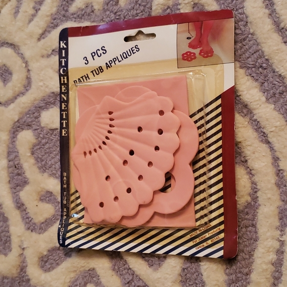 Vintage 3 Piece Pink Seashell Bath Tub "Non Slip" Appliques - Picture 3 of 9